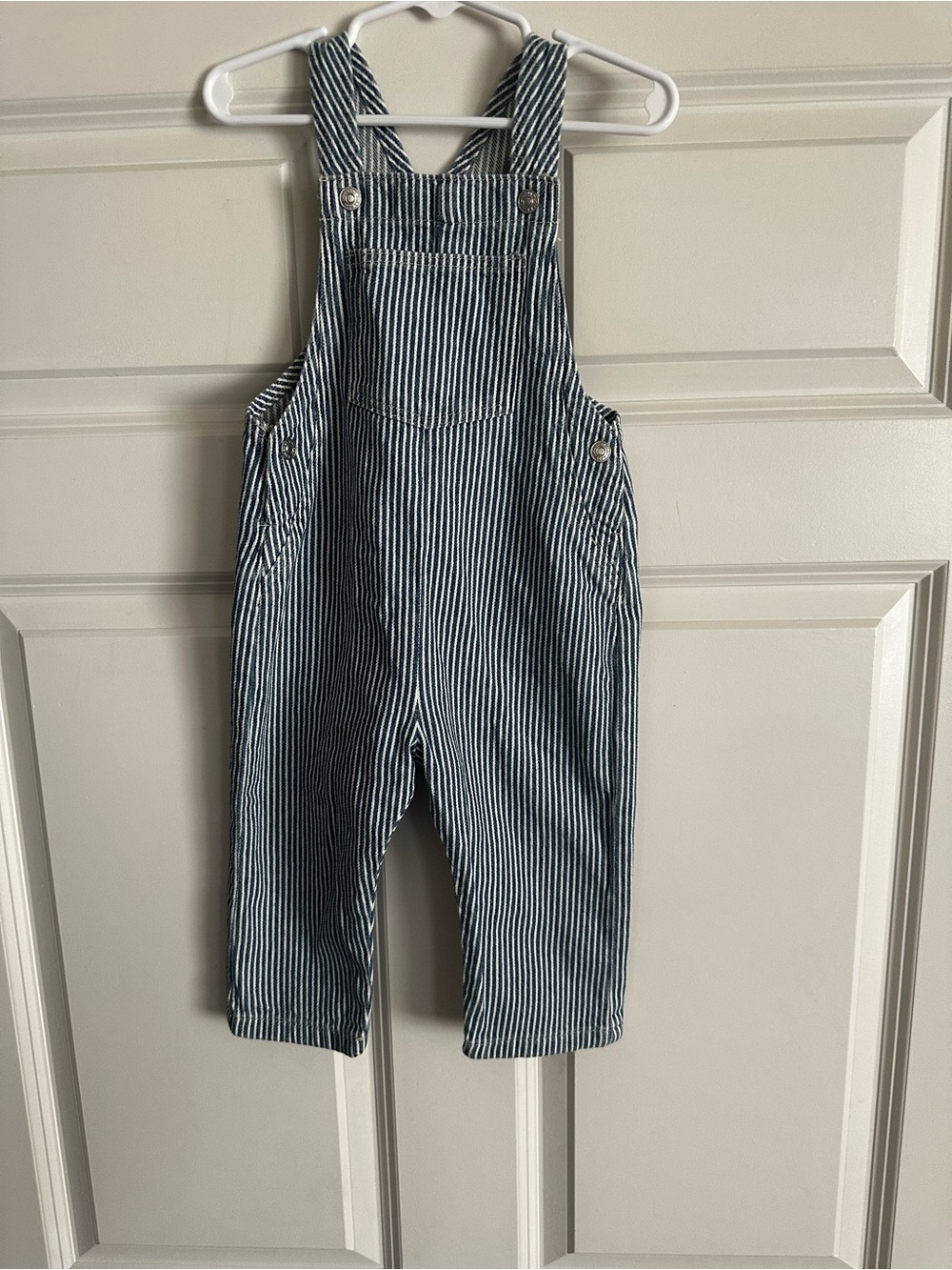 New• ZARA Striped Twill Overalls - Classic Railcar Style. Sz. 12-18 Months.
